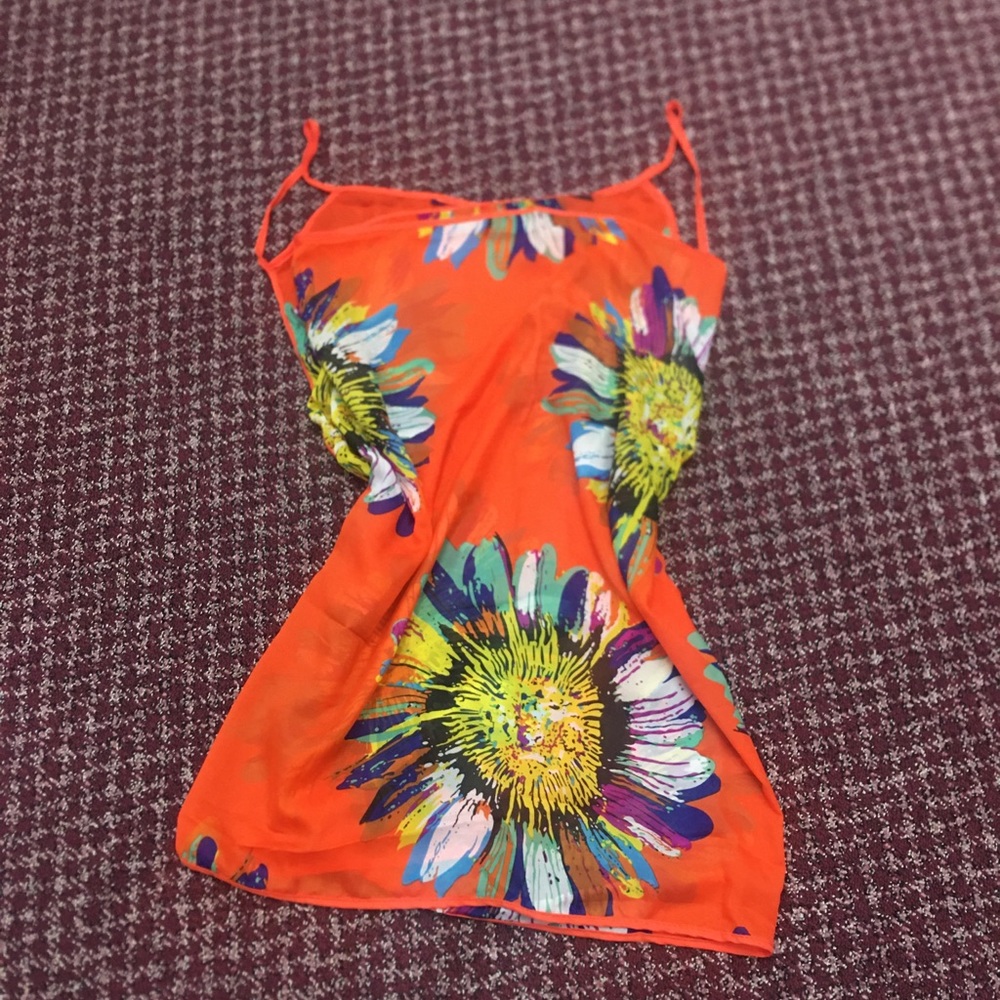 Orange Chiffon Bikini Cover Up Beach Dress - Picture 3 of 3